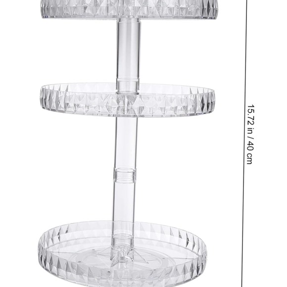 Acrylic 3 Tier Spinning Makeup Vanity Organizer Clear Rotating Storage Display - Picture 2 of 6